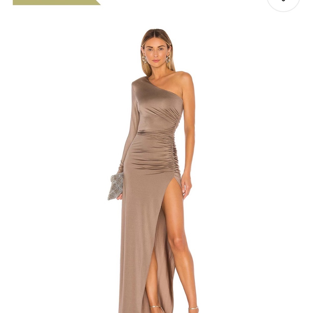 REVOLVE One-Shoulder Taupe Dress